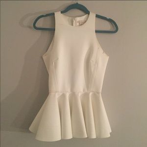 H & M White Extreme peplum tank